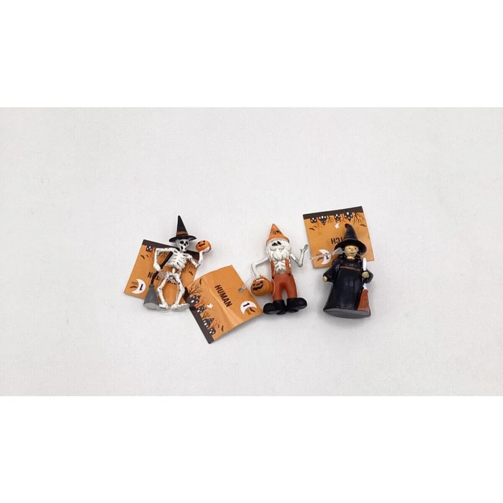 Set Of 3 Target Bullseye 2023 Mini Halloween Figures Witch Human & Skeleton NEW